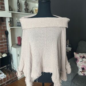 We The Free Off-Shoulder Sweater in Cream/Light Pink
